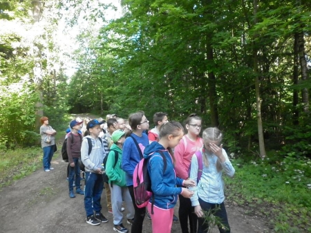 Uczniowie klas IV na ścieżce dydaktycznej „Bargieł”